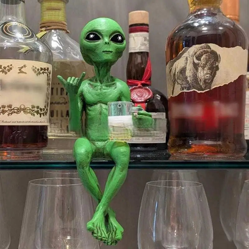 Beer-Drinking Alien Shelf Sitter