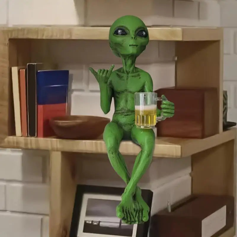 Beer-Drinking Alien Shelf Sitter