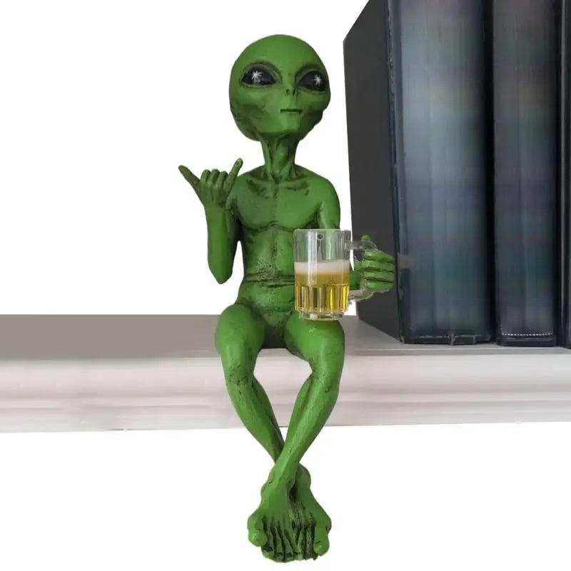 Beer-Drinking Alien Shelf Sitter
