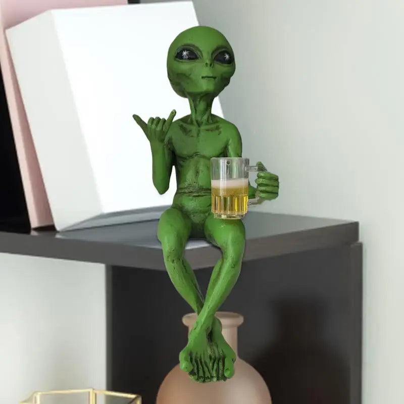 Beer-Drinking Alien Shelf Sitter