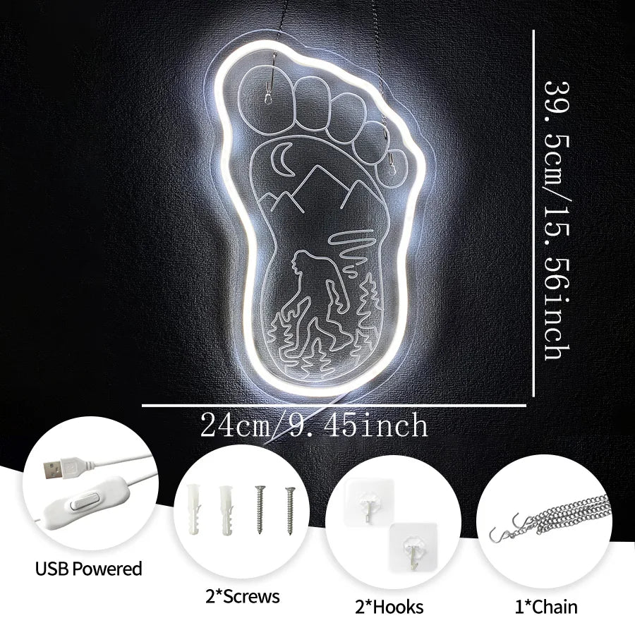 Bigfoot Footprint Neon Sign