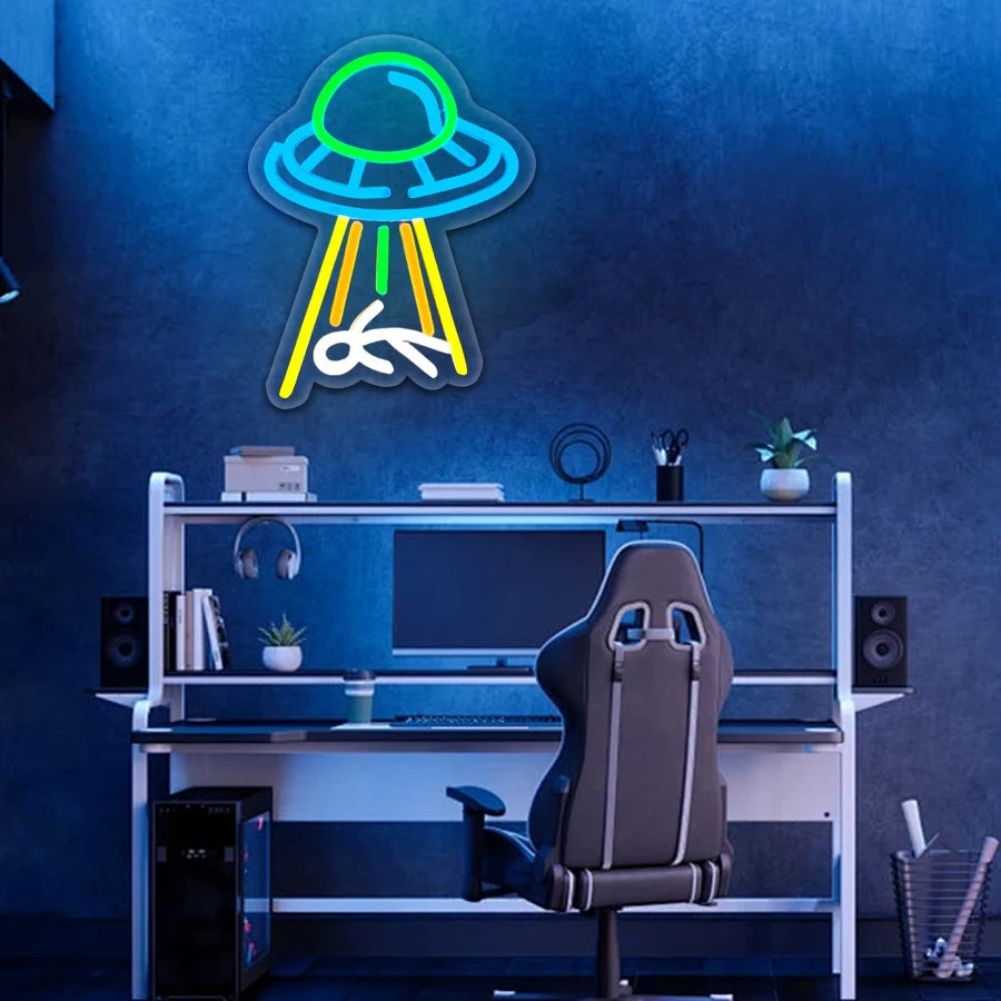 UFO Abduction Neon Wall Sign