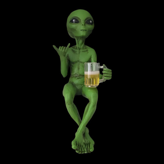 Beer-Drinking Alien Shelf Sitter
