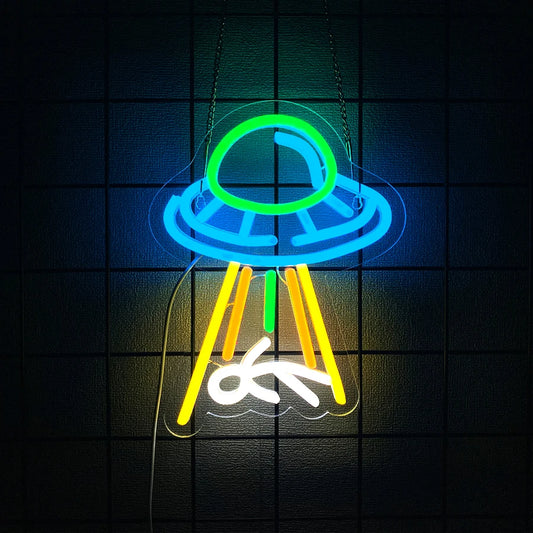 UFO Abduction Neon Wall Sign