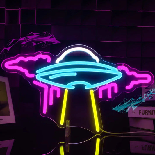 "Flying Through The Clouds" UFO Neon Light