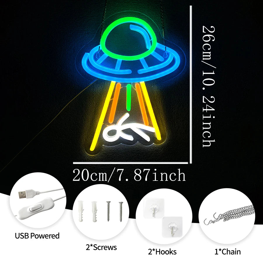 UFO Abduction Neon Wall Sign