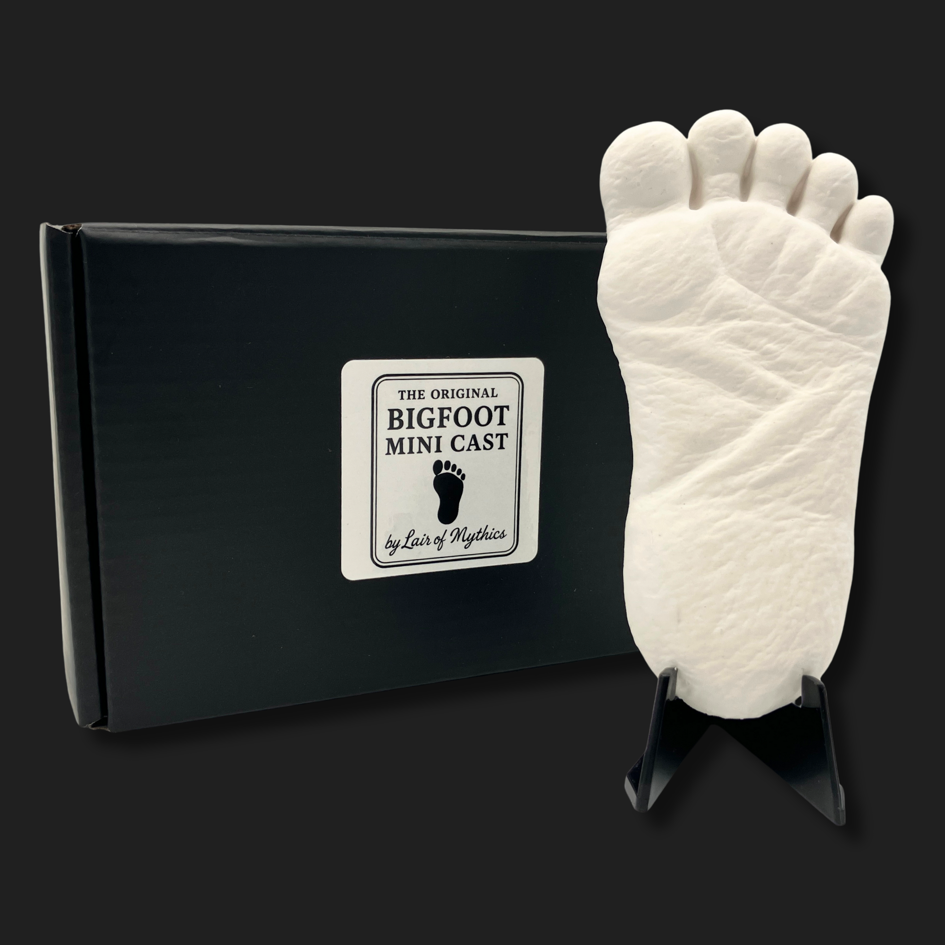 Bigfoot mini cast displayed with branded box from Lair of Mythics