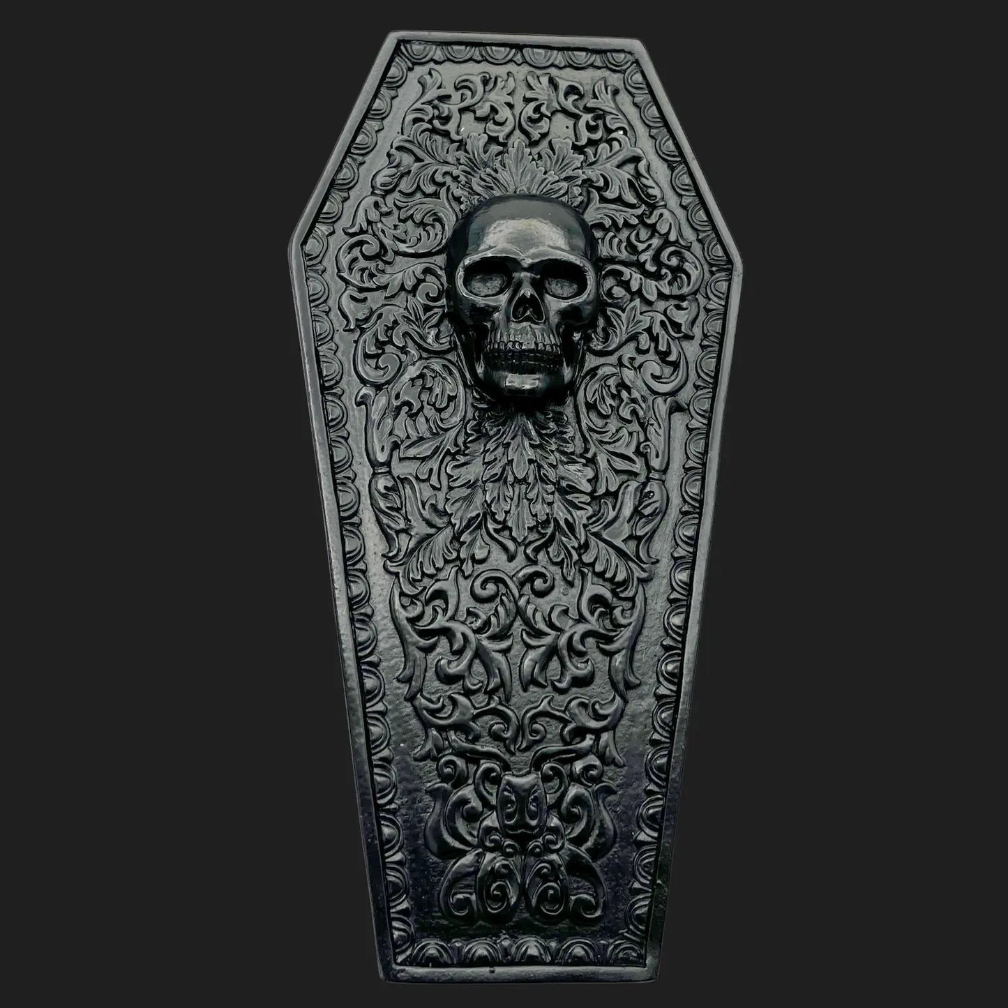 Heavy vampire coffin trinket box – 9 inch coffin-shaped skull storage for jewelry or treasures