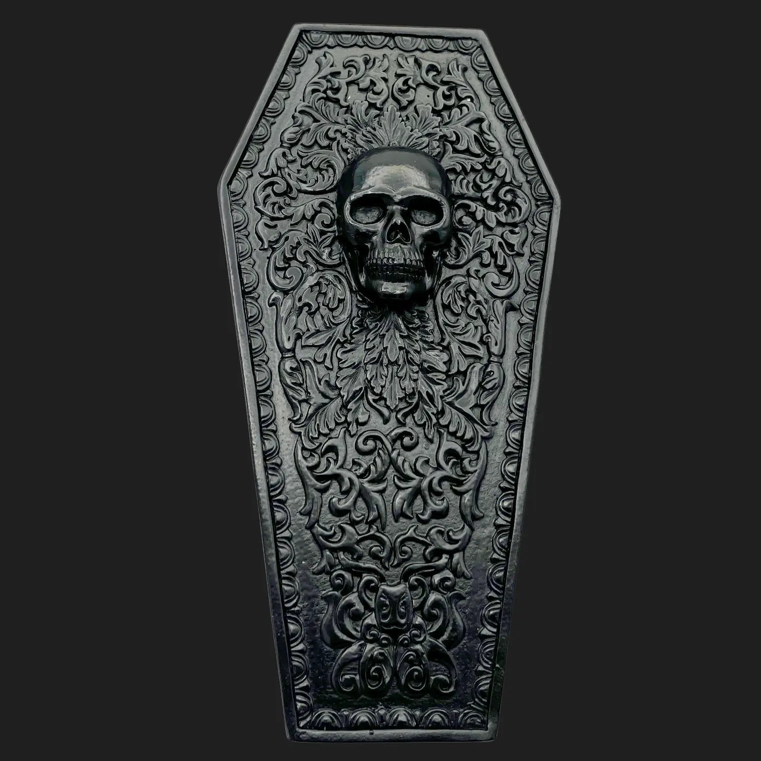 Heavy vampire coffin trinket box – 9 inch coffin-shaped skull storage for jewelry or treasures