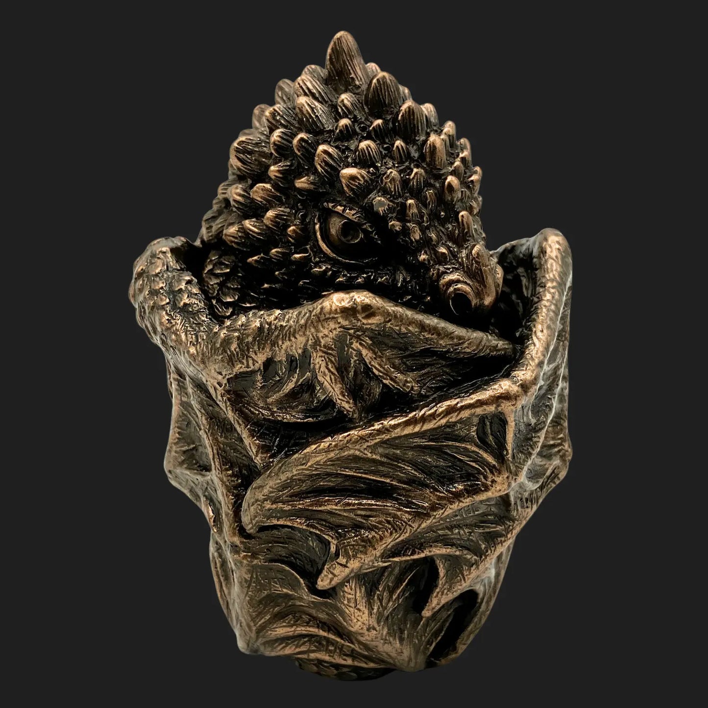 Baby dragon secret trinket stash box tall bronze hatchling collectible