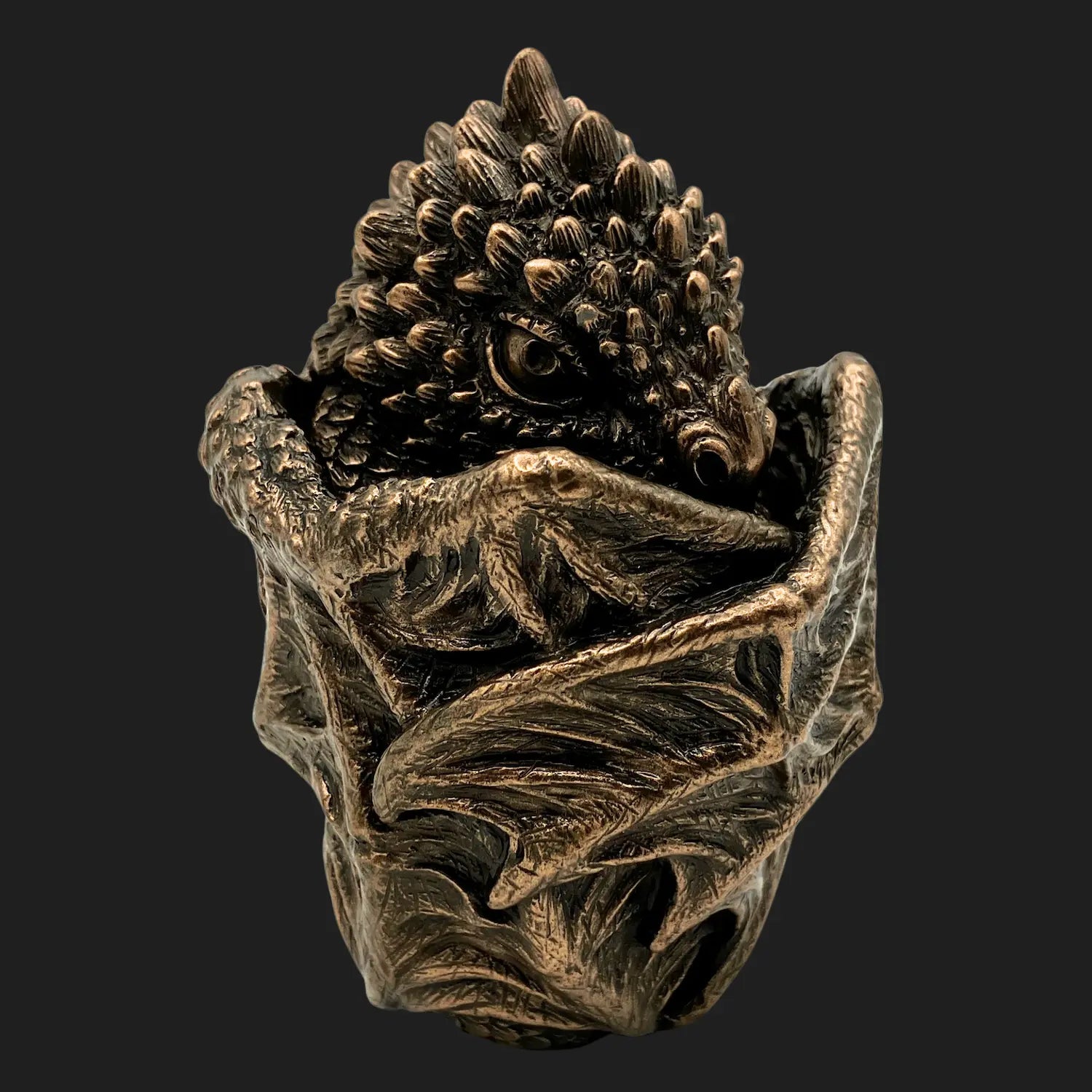 Baby dragon secret trinket stash box tall bronze hatchling collectible
