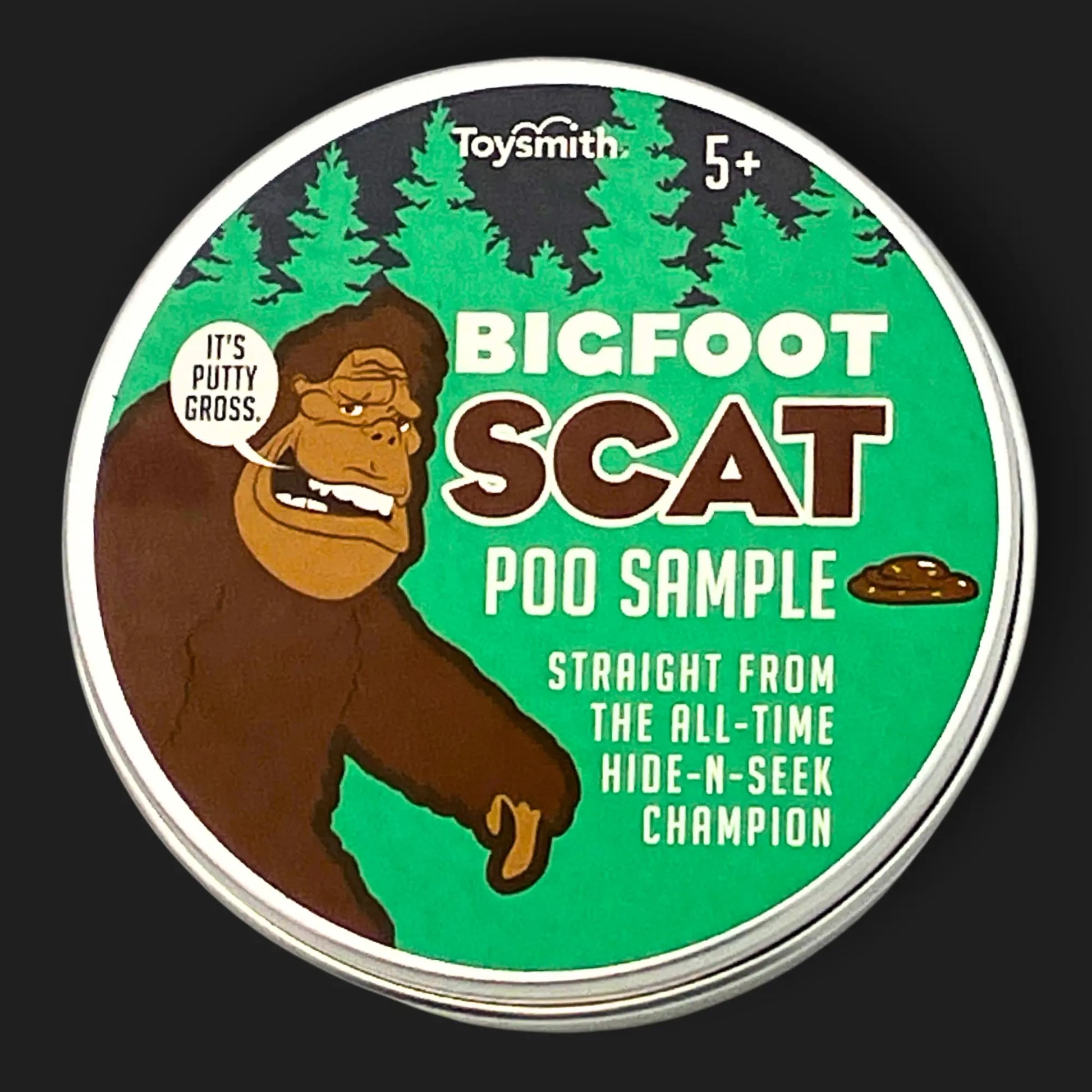 Cryptozoological play putty labeled as Bigfoot scat, packaged as evidence from the hide-and-seek champion of the forest.
