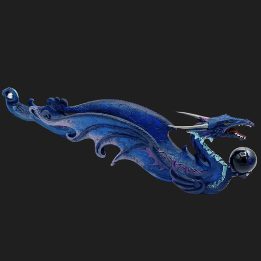 Sapphire dragon incense burner figurine – gothic and magical home accent
