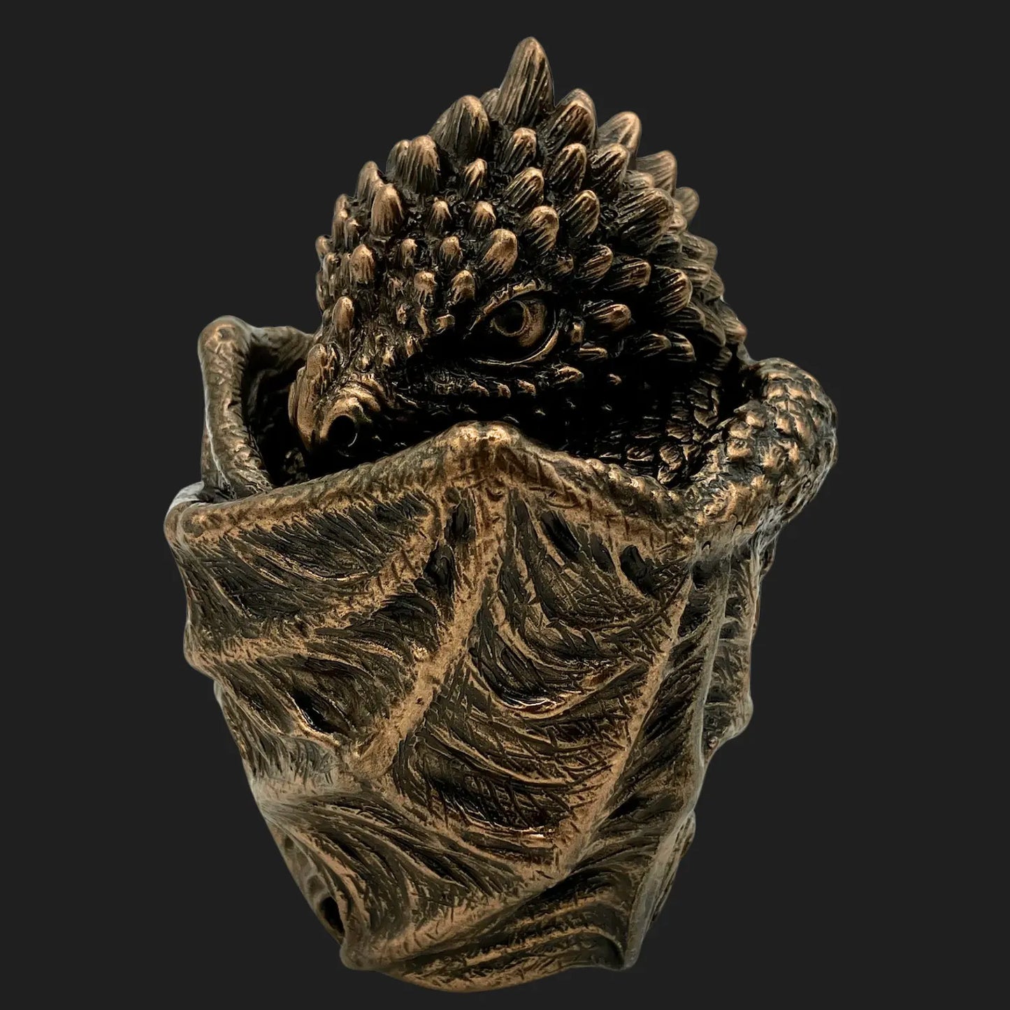 Bronze dragon hatchling figurine with hidden storage compartment