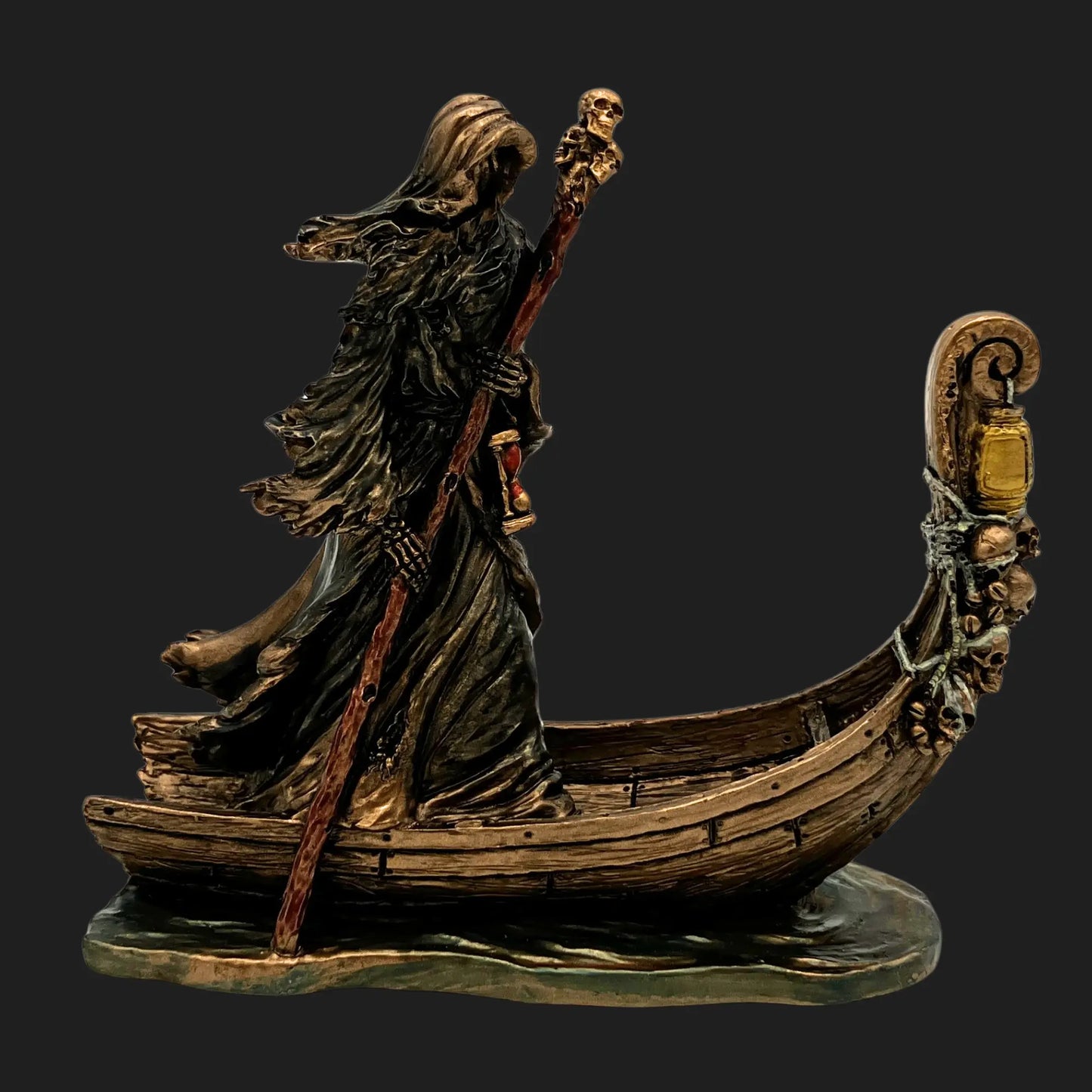 Charon figurine 3.5" tall ferryman of Hades with skull boat statue