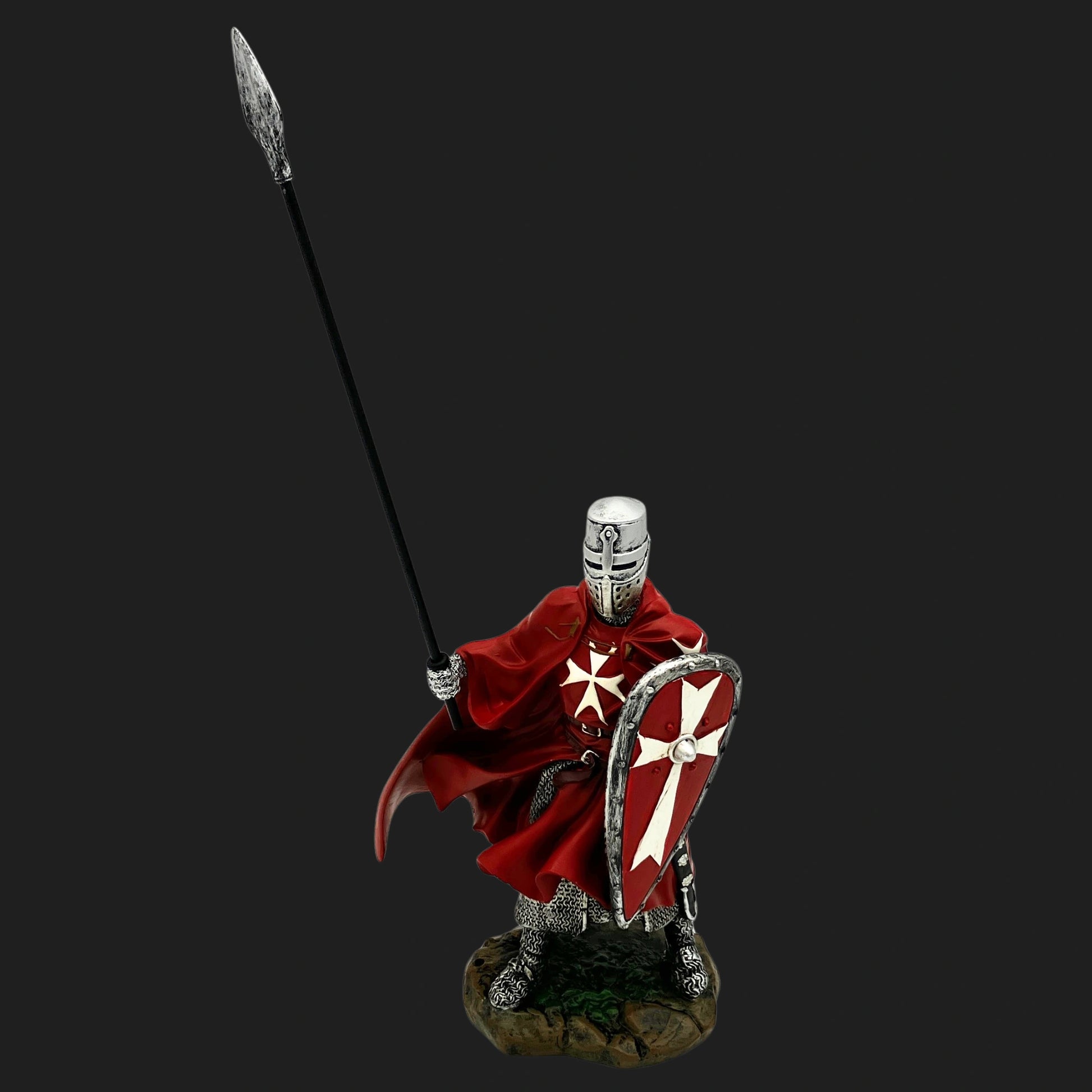 Maltese Knight Hospitaller figurine with spear and shield medieval collectible
