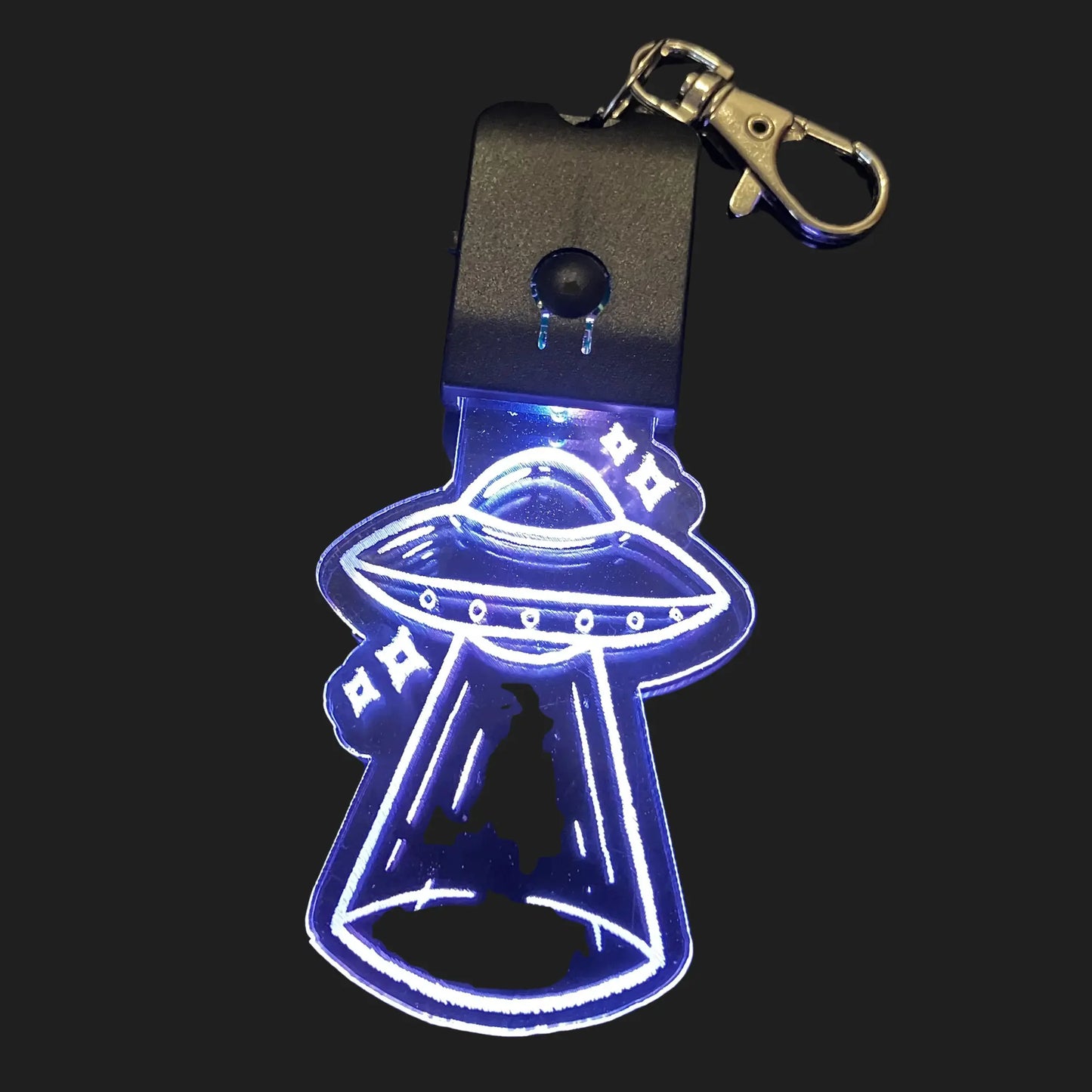 UFO LED charm glowing white light with cosmic beam design