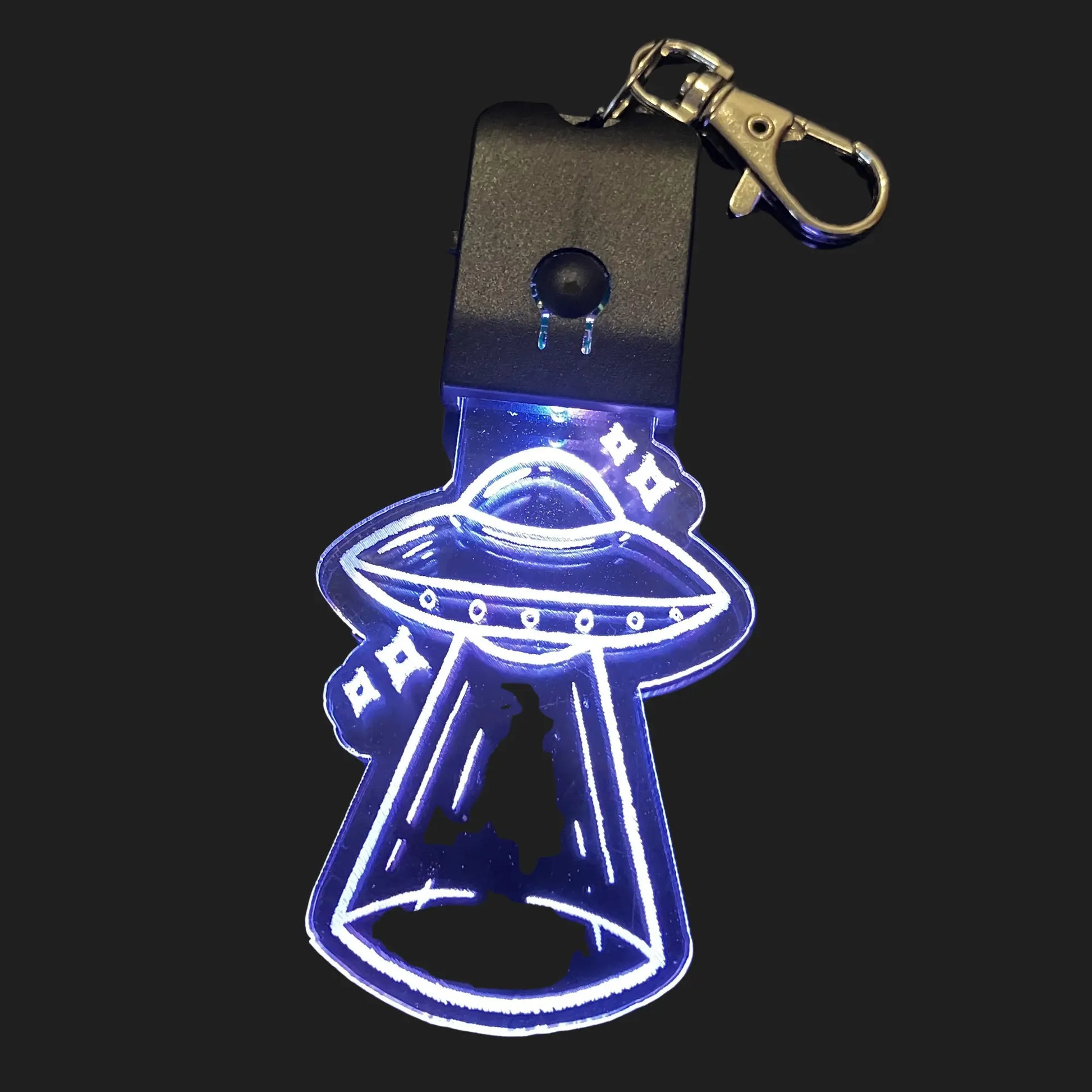 UFO LED charm glowing white light with cosmic beam design