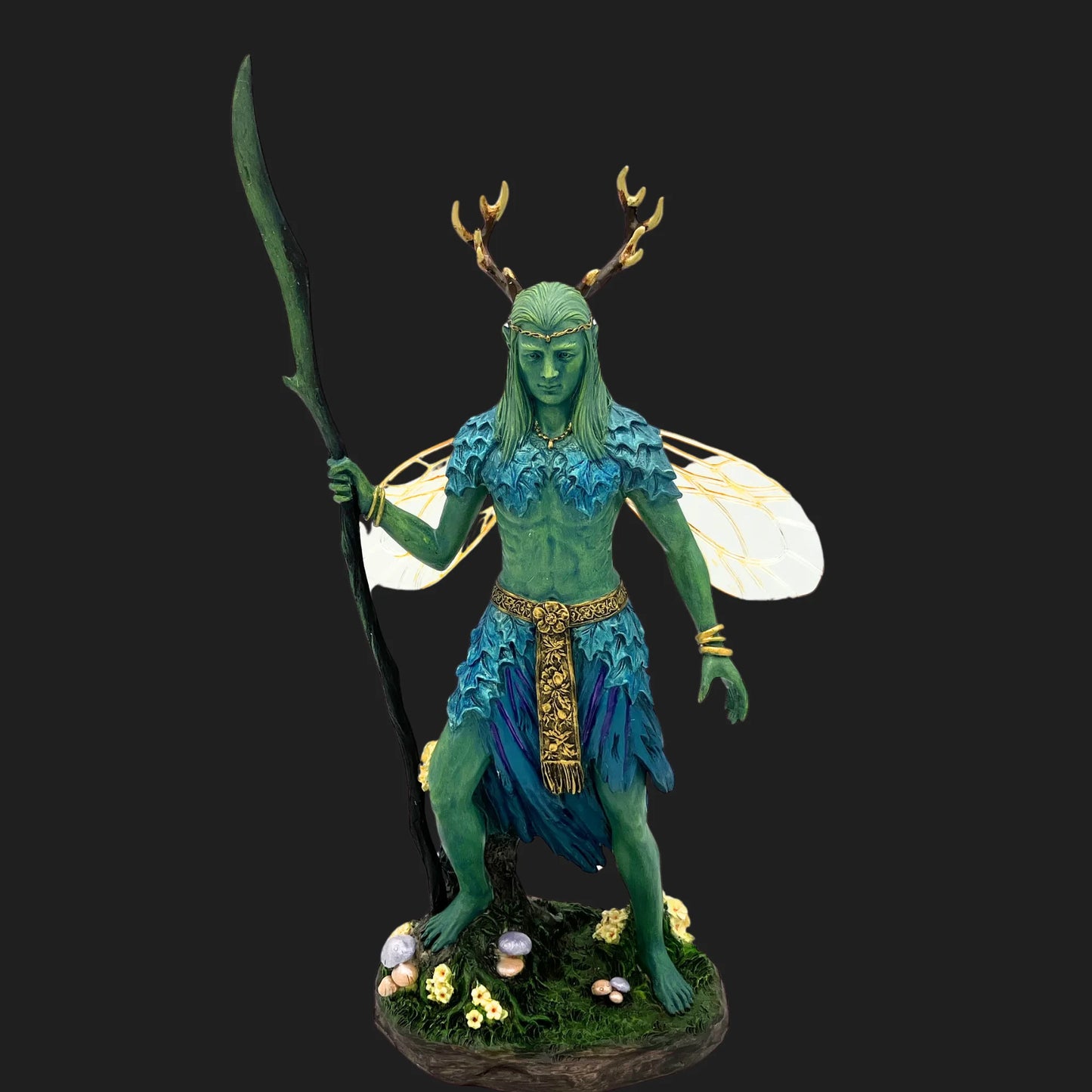 Winged antler elven druid figurine guardian of the enchanted forest