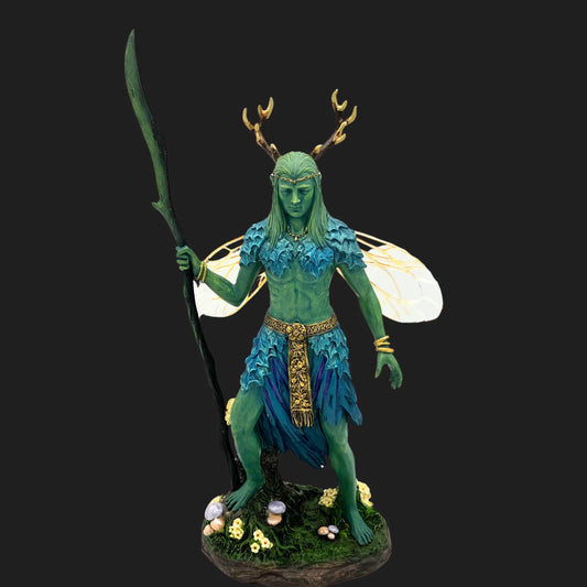 Winged antler elven druid figurine guardian of the enchanted forest