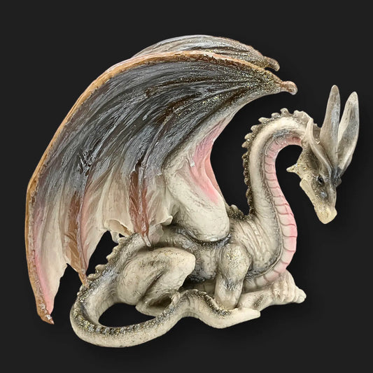 Wise Old Dragon statue figurine with shimmering wings – 7.5 inch mystical decor