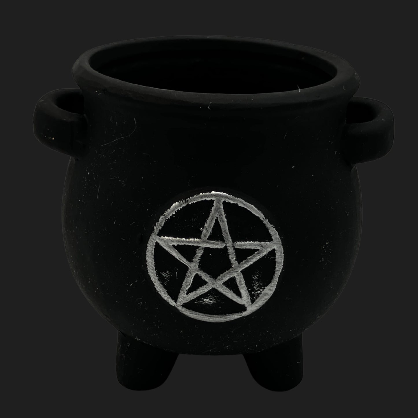 Witch’s cauldron planter pot with pentagram black gothic décor