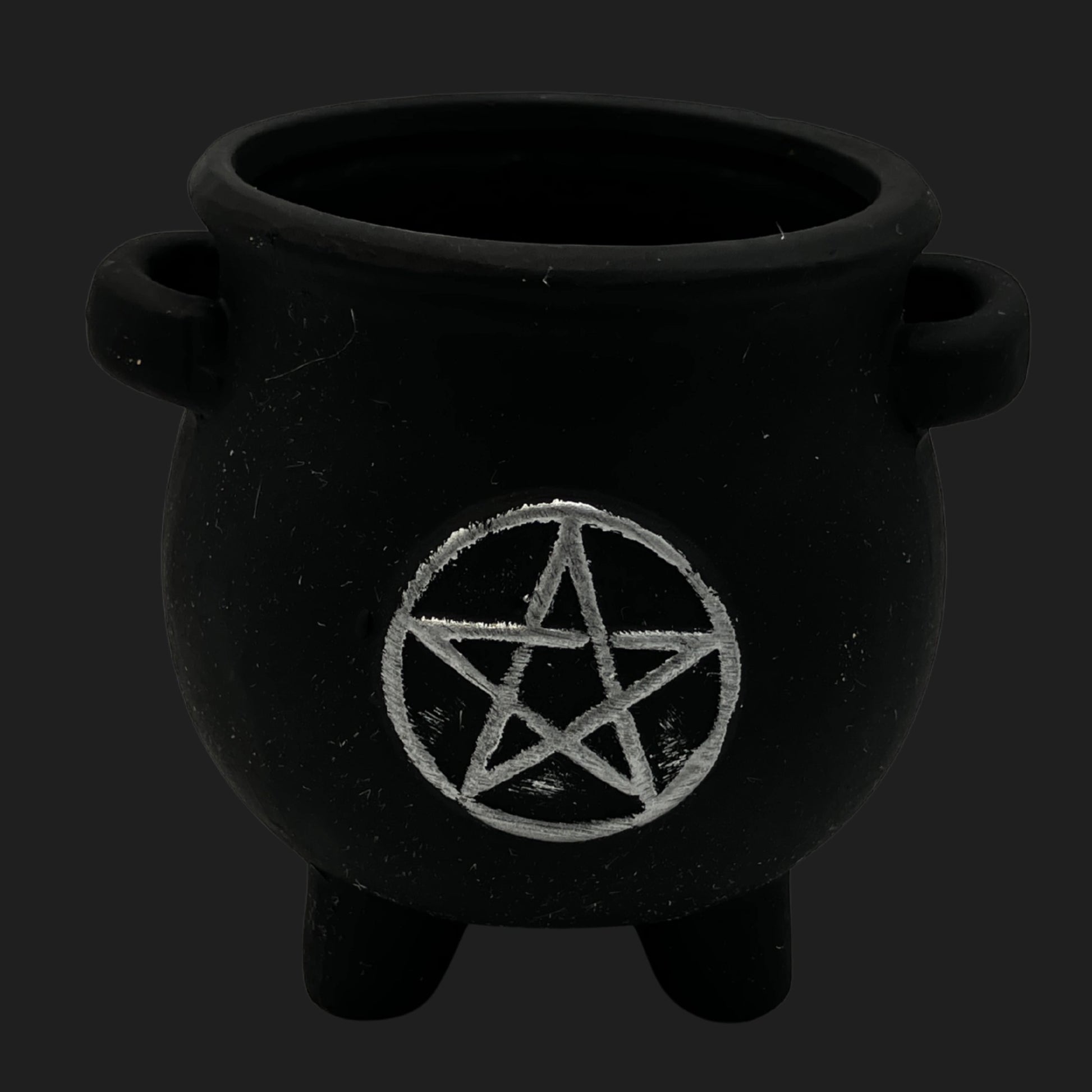 Witch’s cauldron planter pot with pentagram black gothic décor