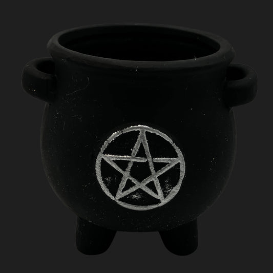 Witch’s cauldron planter pot with pentagram black gothic décor